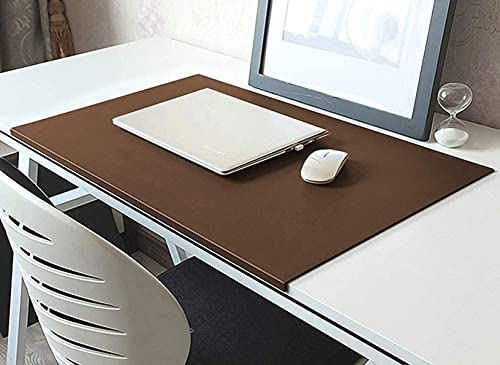 Schreibtischunterlage aus PU-Leder mit Kantenschutz, glattes Gaming-Mauspad, wasserdicht, Schreibtischunterlage mit Lippe, rutschfeste Schreibunterlage für Büro, Zuhause, Braun