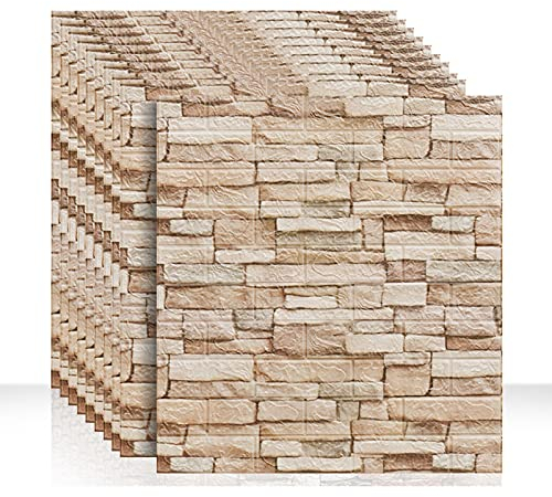 Tapete selbstklebend 3d Tapeten 3D Wandpaneele Peel and Stick 3D Tapete Faux Ziegel Wandfliesen Bemalt Steinoptik Naturstein Wandverkleidung für Wand Hintergrund wohnzimmer(Color:B,Size:20PCS)