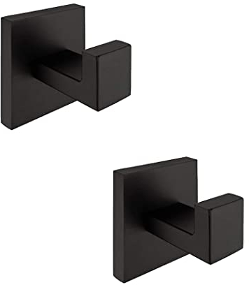 CASEWIND Schwarz Handtuchhaken, Matte Kleiderhaken, SUS 304 Edelstahl Wandhaken,2 Stück Küche Schranktür Bad kleiderhaken einzeln