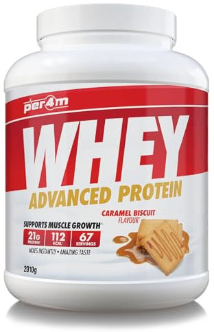 Per4m Protein Whey Powder | 67 Servings of High Protein Shake with Amino Acids | for Optimal Nutrition When Training | Low Sugar Gym Supplements (2010g, Caramel Biscuit)