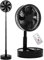 Ventilador oscilante plegable con control remoto, ventilador de pedestal de 7200 mAh alimentado por batería recargable para camping, 4 velocidades, temporizador, ventilador de mesa portátil de ajuste