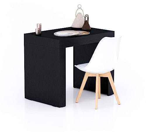 MOBILI FIVER, Evolution Esstisch 90 x 60, Esche, Schwarz, mit Zwei Beinen, Made In Italy