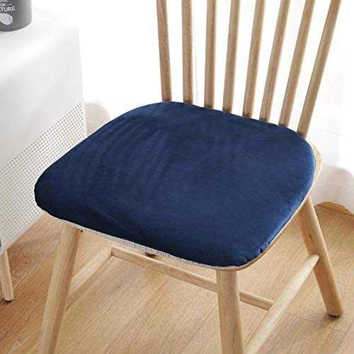 DKHAZE Samt Stuhl Sitzkissen Abgerundetes Quadrat Weich Sitzpolster Essen Waschbar Atmungsaktiv Esszimmerstuhl Kissen Bürostuhl Schreibtischstuhl Sitzkissen-Dunkelblau 40x42cm(16x17inch)