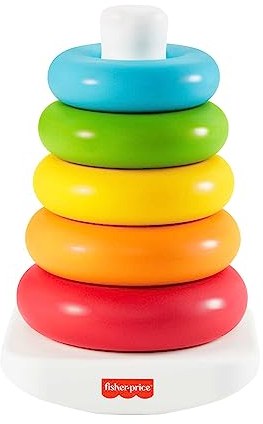 Fisher-Price Jouet Culbuto À Empiler Pyramide Arc-En-Ciel, Matériaux D'Origine Végétale, Avec 5 Anneaux Colorés Et Base Mouvante, Jouet Bébé, A Partir De 6 Mois, HPY92
