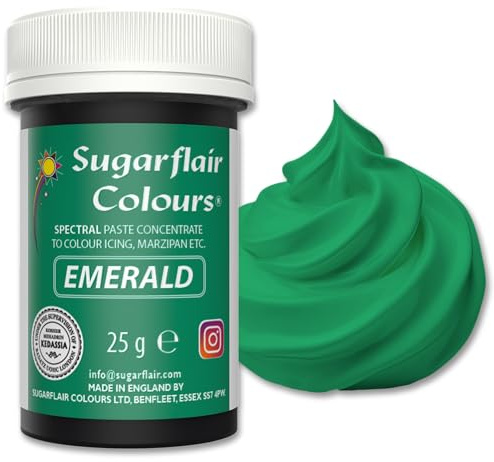 Sugarflair Lebensmittelfarbpaste Emerald, Konzentrierte Spectral Lebensmittelfarbe für Buttercreme, Zuckerpaste, Zuckerguss, Kuchenmischungen, Macarons und mehr! - 25g