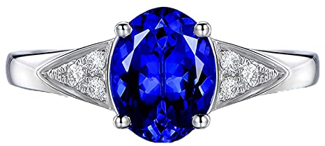 Mesnt 925 Silber Ringe | Damen Ring Dreieck mit 4 Zacken Oval Zirkonia Blau, Größe 52 (16.6)