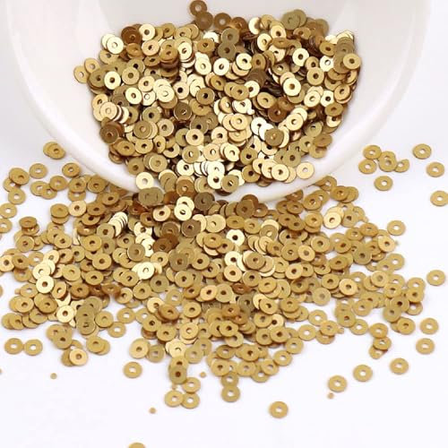 2000 Stück pailetten kit paietten Pailletten basteln Lose Pailletten Cup Schillernde Spangles für DIY Kunsthandwerk Herstellung Nähen Aufkleben Auffädeln Glänzende Dekorative Hochzeit 4 mm,Gold