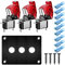 Gebildet 3 Gang Roter LED Wippschalter Metallpanel 12-24VDC/15A SPST 2 Position 3 Pin Ein/Aus Schalterplatte mit Sicherheitsabdeckung