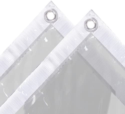 Ezcasch 1x2m Transparente Plane mit Ösen,420g/m² PVC Durchsichtige Abdeckplane,wasserdichte Abdeckfolie für Regenschutz,Bauernhof,Boot mit Seil und Kabelbindern (Echte Größe: 0.9x1.9m)