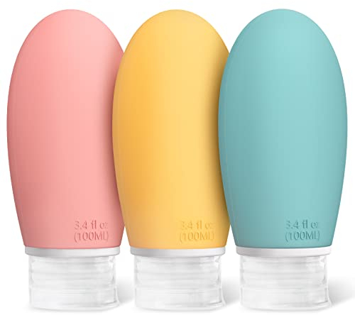 Opret 100ml Silicone Travel Bottle for Toiletries, 3 Pack Leak Proof Refillable Travel Containers Squeezable Travel Accessories for Shampoos, Conditioner and Cream, BPA Free and TSA Approved