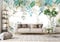 Audace Liberté® Papier Peint Panoramique Soie 400 x 280 cm sur mesure taille Fresque Murale 3D Plantes Tropicales Feuilles Fond De Fleurs pour Salon Chambre Décoration Murale