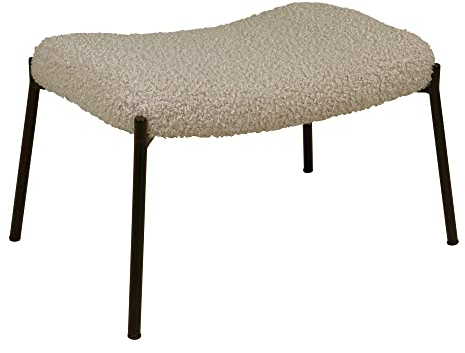 House Nordic Fußhocker Glasgow Taupe Lammfell Optik Sitzhocker Hocker Fellimitat