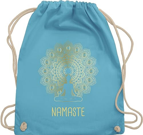 Turnbeutel Rucksack - Taschen - Namaste Yoga Chakra Mandala - Unisize - Hellblau - yoga-tasche joga fans beutel tasche meditation rucksackbeuteltasche baumwolle geschenke sportbeutel für alles