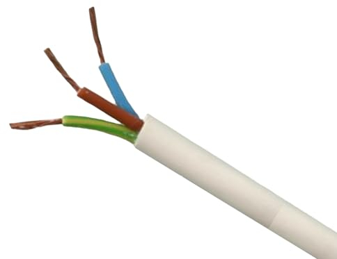 JAFSAL ONLINE White 3 Core Flexible PVC, Mains Wire Cable, Electric Wiring, 3183Y Cable, Flexible Wiring, (2m)