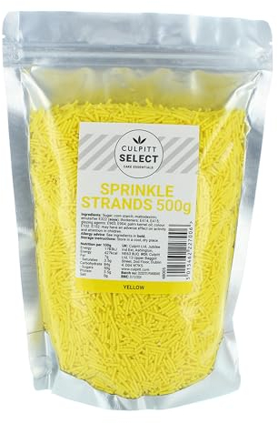 Culpitt Select Sprinkles | Yellow Sugar Strands, Cake Sprinkle Decorations For Cakes, Cupcakes, Cookies, Ice Cream, and Desserts | 500g