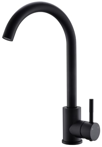 AIMADI Robinet Cuisine Robinet de cuisine mitigeur cuisine noir mat Rotation à 360 ° robinet evier douchette Mitigeur vier pour Cuisines Évier Salle de Bain Lavabo de Bar Noir