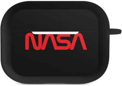 DeinDesign Hülle mit Karabiner kompatibel mit Apple AirPods Pro 2. Generation Case schwarz Schutzhülle mit Schlüsselanhänger Logo NASA Weltall
