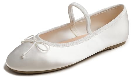 Feversole Women's Soft Breathable Mary Jane Memory Jane Halbschuhe,Flach Freizeit Tanzschuhe,Ivroy Seide Elastisch 37