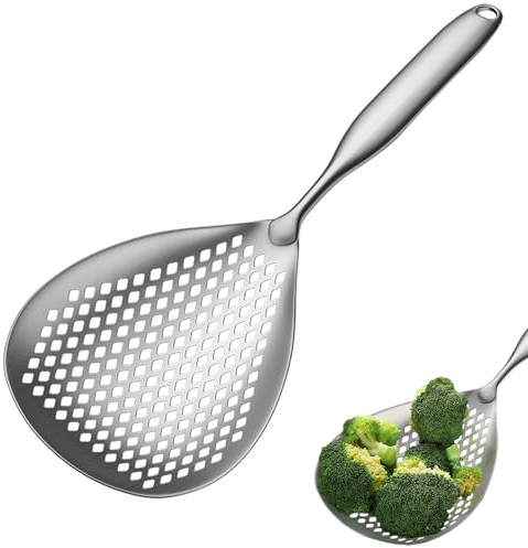 Espumadera De Acero Inoxidable, Cuchara Coladora Espatula, Cuchara De Malla Para Freír, Cucharas Ranuradas Para Skimmer, Apto Para Guisos, Ollas Calientes, Platos Calientes, Frituras