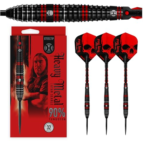 Harrows Ryan Searle „Heavy Metal“ Serie 2-Spieler-Darts-Set I Professionelle Darts 90% Wolframstahlspitze 22 g bis 26 g, 30 g und 32 g Pro Darts (26 Grams)