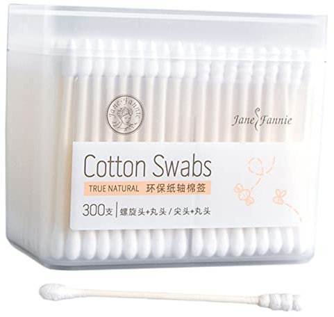 VINTORKY Ensemble De 300 Pièces -dent applicateur valise à cils faire le ménage bâtonnets de nettoyage en bois de coton coton-tige cotons-tiges pointu Positionner blanche