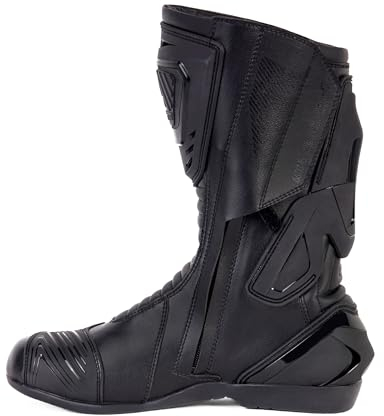 OZONE MOTO RS Motorradstiefel Herren und Damen | Fersen, Knöchel und Schienbein Protektoren | Versteifte Schuhspitze | Austauschbar Zehenschleifer | Langer Reißverschluss
