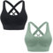 HANERDUN Damen Mittle Halt Sport BH Crossback Push up Yoga Bra Nahtlose Ohne Buegel mit Abnehmbaren Gepolstert für Fitness Lauf Joggen