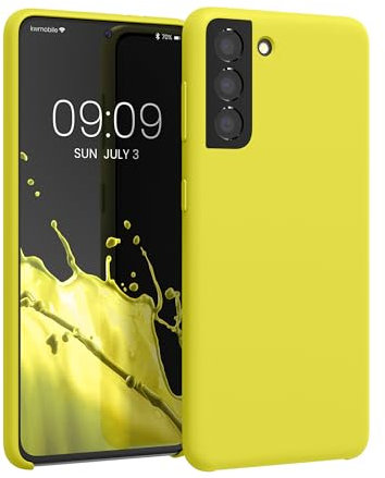 kwmobile Hülle kompatibel mit Samsung Galaxy S21 Hülle - Silikon Handy Case - Handyhülle weiche Oberfläche - kabelloses Laden - Zitronengelb