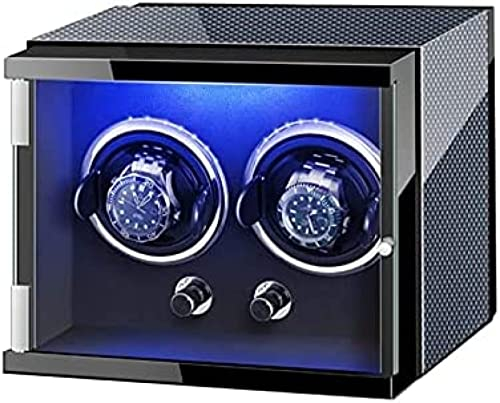 Remontoir de Montre Double, boîte pour Montre Automatique avec lumières colorées, oreillers de Montre réglables, Moteur Silencieux
