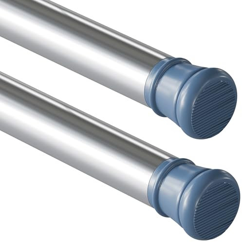 2Stücks Duschstange Ohne Bohren Duschvorhangstange Teleskopstange für Kleiderschrank, Diy-Projekte, Badezimmer 65-85CM Silber(Durchmesser 25mm)
