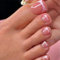 NATOSU French Tip Press on Toenail - Faux ongles courts et scintillants - Forme carrée - Ongles artificiels - Motifs mignons - Couverture complète - Pour femme
