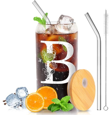 Bicchieri,tazze da caffè e di succo,regalo donna,regalo mamma compleanno,regali amica,regali personalizzati con iniziali per donne,amici,madri,sorelle,insegnanti,San Valentino e Natale,con (B)