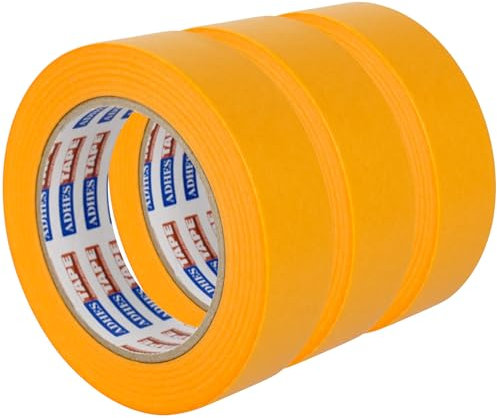 ADHES 3 Ruban Masquage Peinture, 30mm x 50m Orange Adhésif sans laisser de résidus. Ruban De Peinture RéSistant Aux Hautes TempéRatures Masquage, Finition Automobile