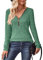 Gemulate Womens Zip up Jumpers Ladies Long Sleeve V Neck Christmas Jumper Tops for Women Casual Clothes Striped Sweaters Sweatshirts Tshirt Green XL