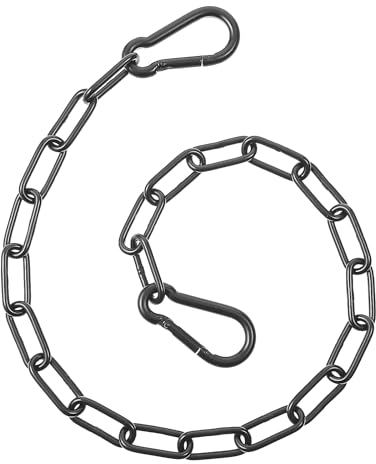 Catena in acciaio inox, catena in acciaio nero, 0,6 m, in acciaio inox, catena a maglie con moschettone, catena in acciaio inox, per porte di recinzione, cancelli da giardino (nero)