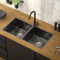 ML-Design Évier Double en Acier Inoxydable, 81,5 x 40 cm, Anthracite, avec Vidage et Trop-Plein, Bassin à Encastrer Sous Plan, Rectangulaire, 2 Bacs avec Siphon, Lavabo Encastrable Inox, Cuve Double