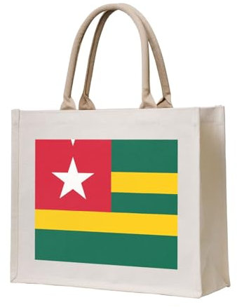 PHAYAH Tragetasche aus Segeltuch, stehend, ideal für Geburtstag, Strand, Urlaub, Reisen, Einkaufen. Flagge von Togo., Beige, Einheitsgröße