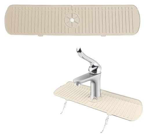 KGDUYC Alfombrillas para fregadero Alfombrilla de silicona para drenaje de grifo, alfombrilla absorbente para grifo, alfombrilla protectora para encimera de cocina y baño (blanquecino)