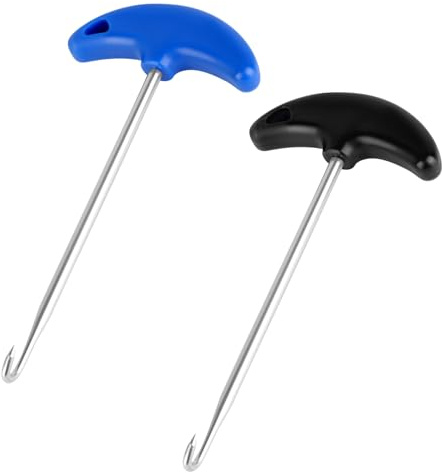 lasuroa 2pz Stringi Lacci da Skate, Stringi Lacci da Scarpe Manico Lungo Strumento Stringi Lacci da Hockey Tiralacci da Scarpe in Acciaio Inossidabile per Stivali Scarpe (Blu e Nero)