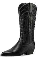 QUEEN HELENA Stivali Camperos con Tacco Stivaletti Texani a Punta Donna W304 (Nero, Sistema Taglie Calzature EU, Adulto, Donna, Numero, Media, 37)