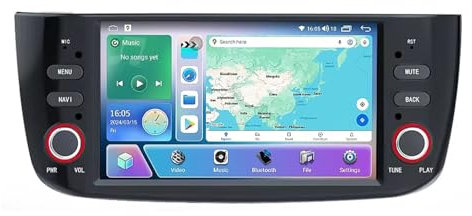 Stereo Auto Android per Fiat Linea Punto EVO 2012-2015 Double Din 6.2 Pollici Radio con Carplay Senza Fili Bluetooth USB GPS Controllo del Volante Telecamera Posteriore Wifi(D7 2G+32G)