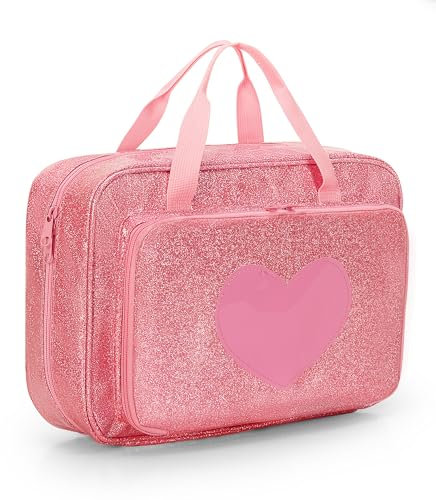 LoDrid Dolls Carrying Case Compatible with Barbie Dolls 12-Inch, Doll Storage Bag with Handle and Multiple Pockets to Hold 6 Dolls, Clothes, and Other Accessories, Pink