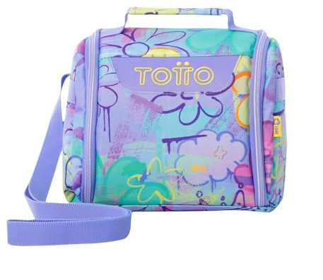 TOTTO - Bolsa Térmica Porta Alimentos 8L, Modelo Resaltador, 25 x 20 x 17 cm, Portameriendas Infantil, Apertura 180º, Asa de Mano, Correa Ajustable, Pasador para Mochila con Ruedas, Color Grafily