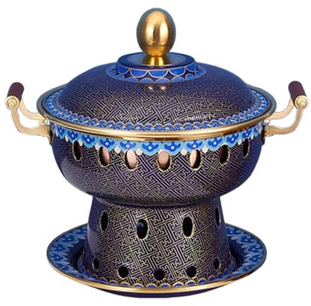 Old Hot Pot,Chinese Copper Hot Pot, Chinese Copper Hot Pot with Lid, Old Copper Hot Pot Enamel Single Copper Hot Pot for Kitchen Catering Parties Hotels Dining,(P)