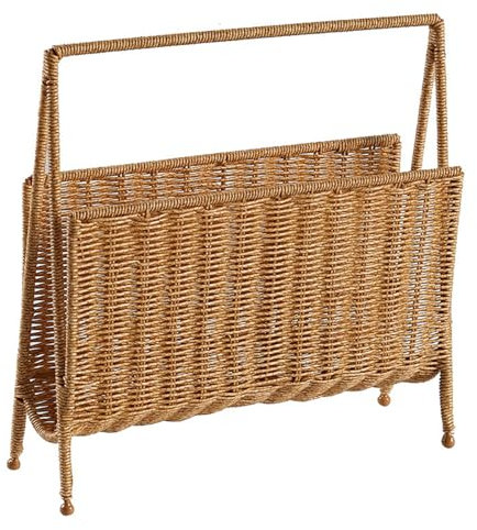 Porte-revues en rotin tissé à la main, pratique marron clair, support de rangement robuste en rotin artificiel