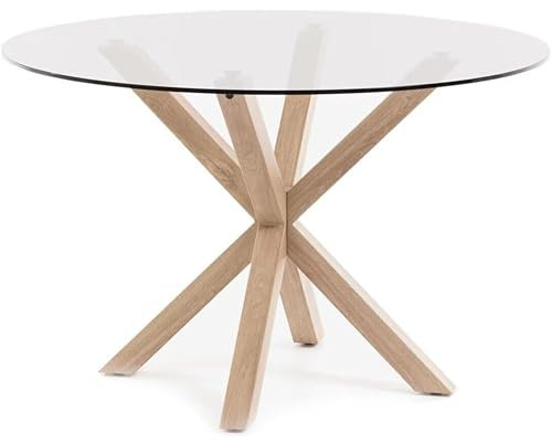 Noorsk Design Mesa Redonda de Comedor de Cristal (1.2 Metros de diámetro)