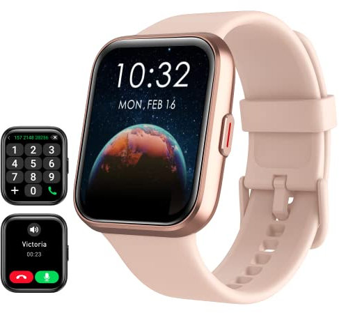 Tensky Reloj Inteligente Mujer con Llamadas y Voz de Alexa, Whatsapp Notificaciones, 1.8 Smartwatch Mujer con SpO2/Pulsómetro/Monitor de Sueño, 110 Modos Deportes, IP68 Regalo para iPhone Android