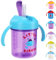 SUPPRUI Sippy Cup,280ml Baby Cup,Straw Cups with Handles,Spill-Proof Baby Sippy Cups,Water Bottles with Straw for Babies,BPA Free,Trainer Cups for 6+ Months (Purple)