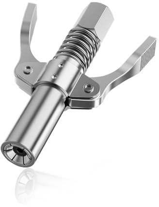 NYTKL Grease Gun Coupler, Double Handles Quick Release Grease Nozzle Joint Fittings with 6 Thickened Jaws, 12000 PSI High Pressure Coupler Tips for 1/8 NPT All Lubricating Guns