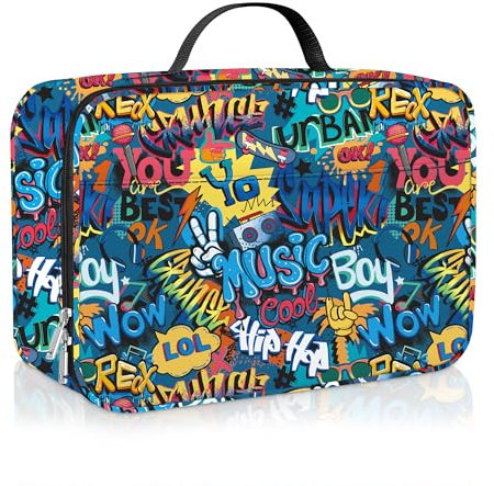 Clastyle Borsa Termica Porta Pranzo Bambini Scuola Graffiti di Strada Borsa Frigo Piccola Ragazzi Portatile,Segno delle Parole